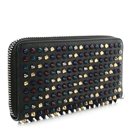 Christian Louboutin Calfskin Panettone Spiked Zip Around Wallet Black Multicolor 3 of 12