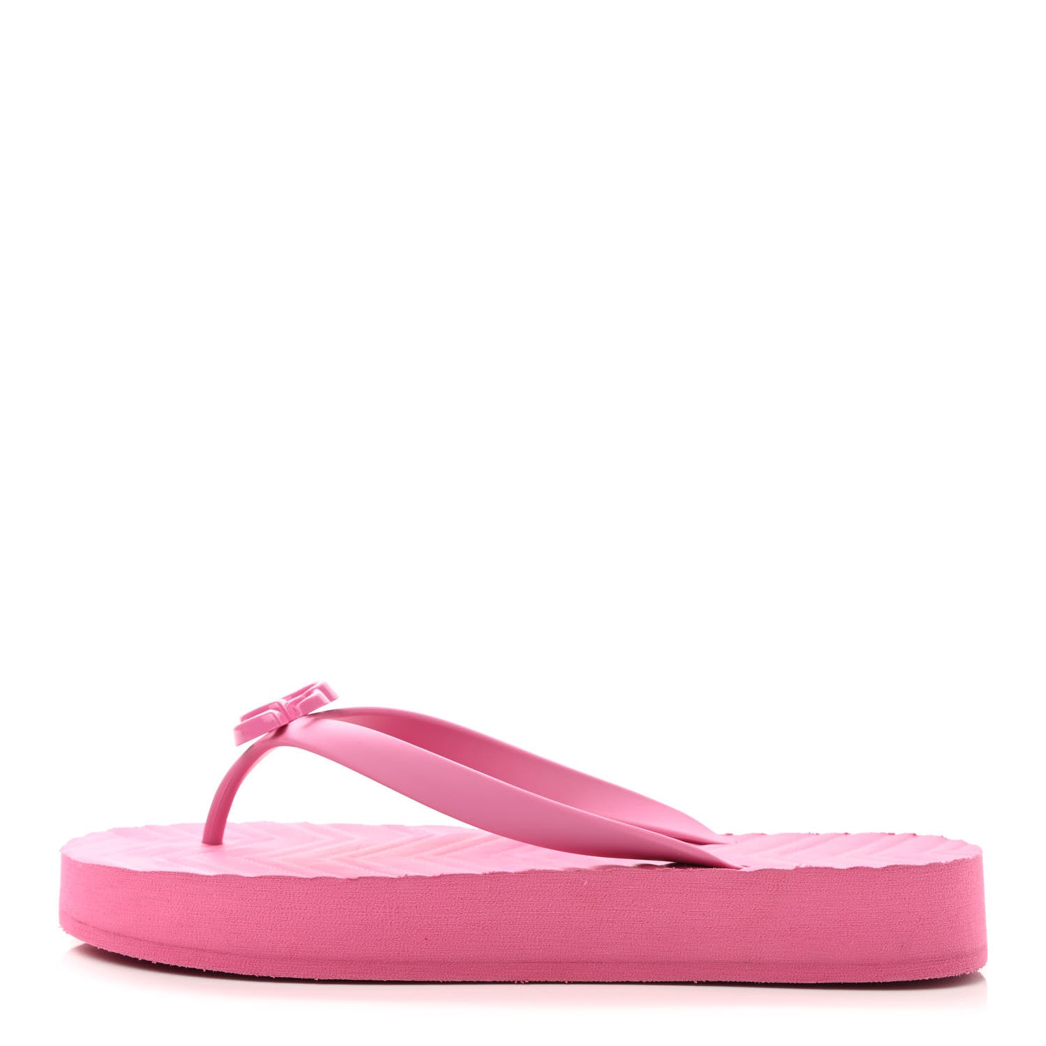 Gucci Rubber Chevron Womens GG Thong Sandals 40 Pink Tropical Flower 1 of 8