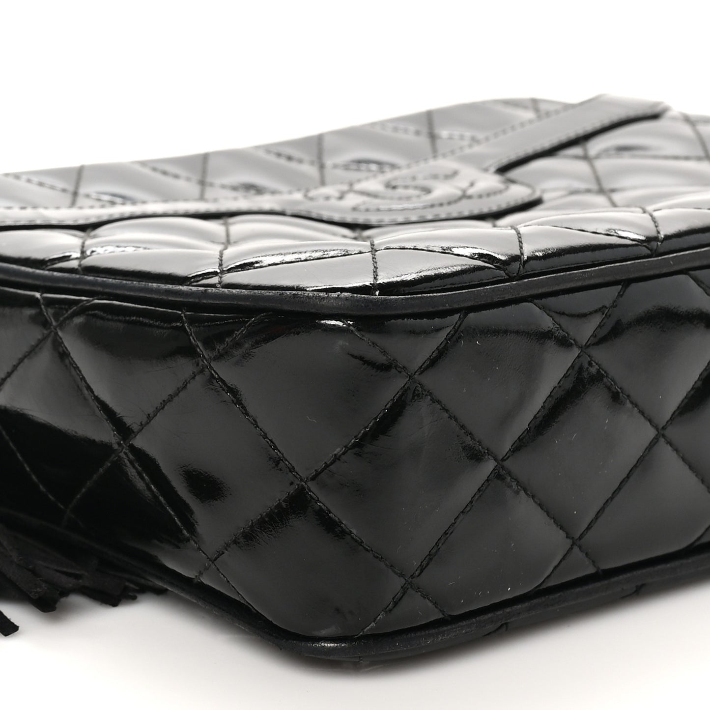 Patent Quilted Tassel Camera Case Black