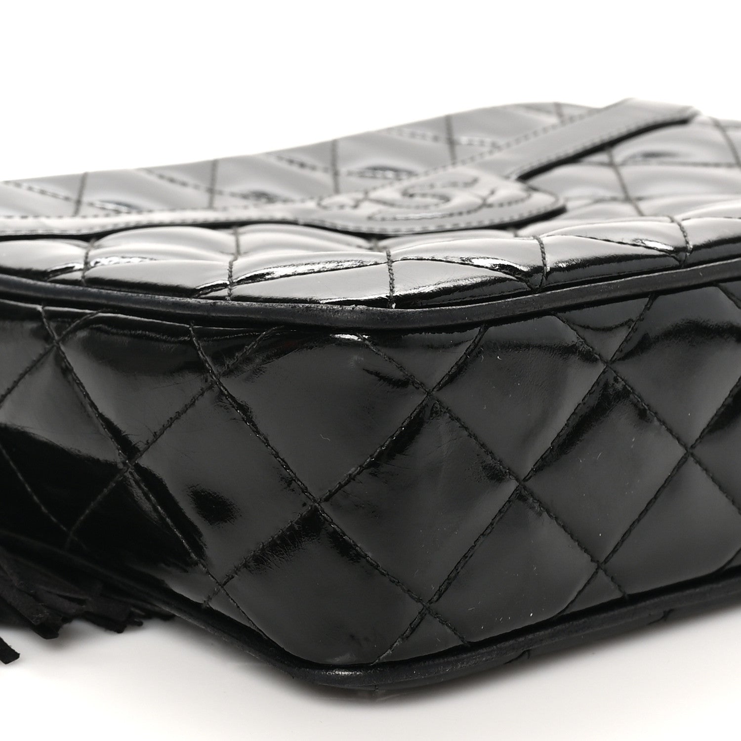 Chanel Patent Quilted Tassel Camera Case Black 9 of 10