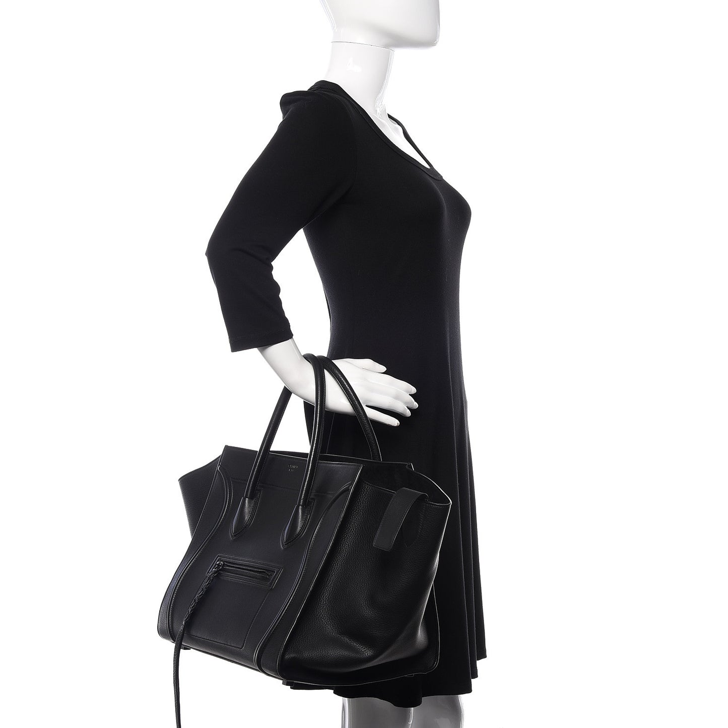 Supple Calfskin Medium Phantom Luggage Black