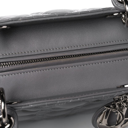 Christian Dior Lambskin Cannage Medium Lady Dior Crystal Strap Grey 15 of 15