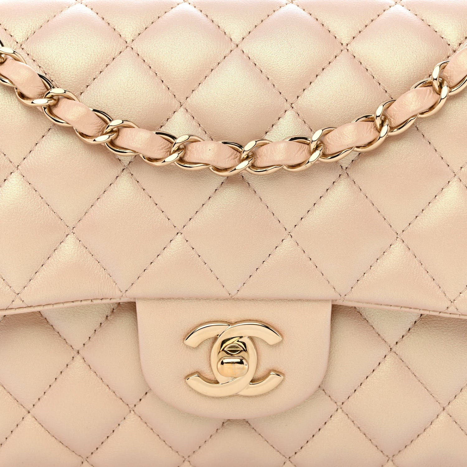 Chanel Iridescent Calfskin Quilted Medium Double Flap Beige 8 of 13