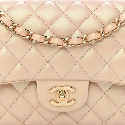 Chanel Iridescent Calfskin Quilted Medium Double Flap Beige 8 of 13