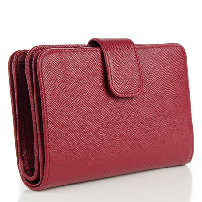 Prada Saffiano Metal Compact Wallet Cherry 3 of 7