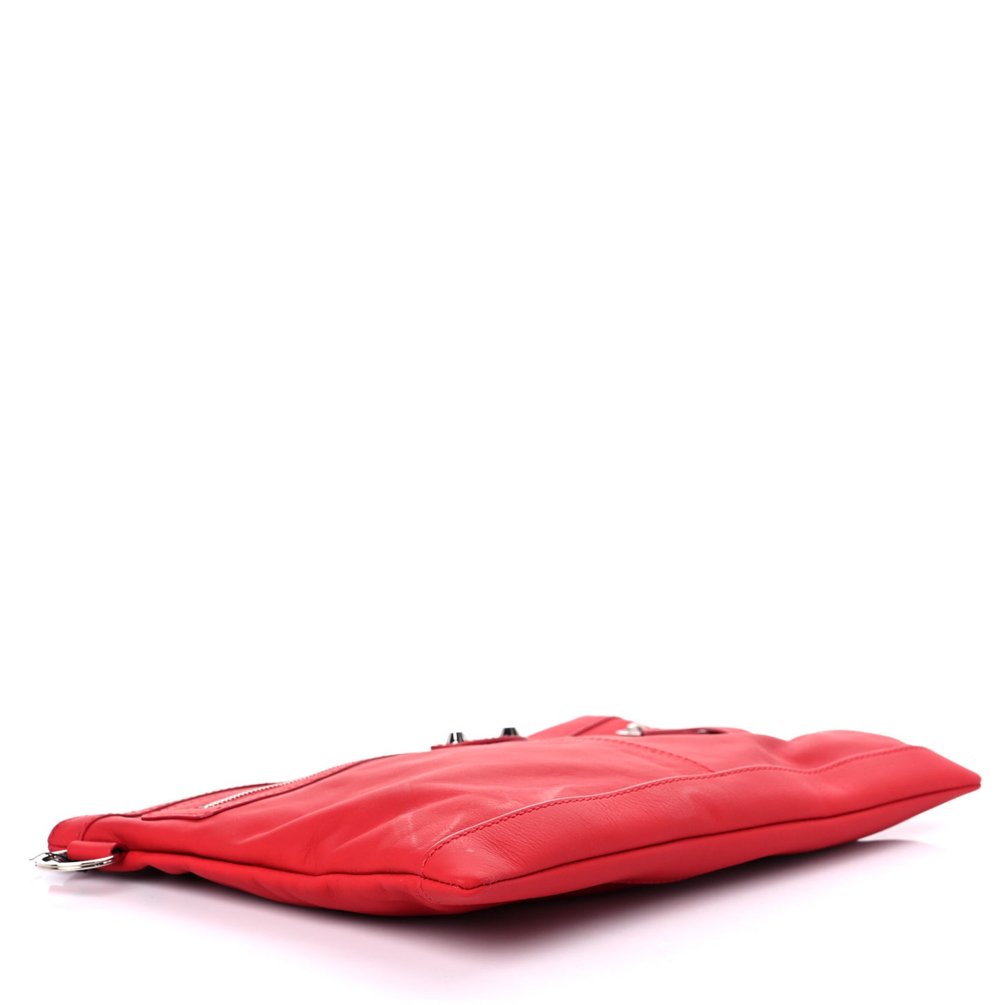 Smooth Calfskin Classic Silver Hardware Medium Clip Rouge Grenade