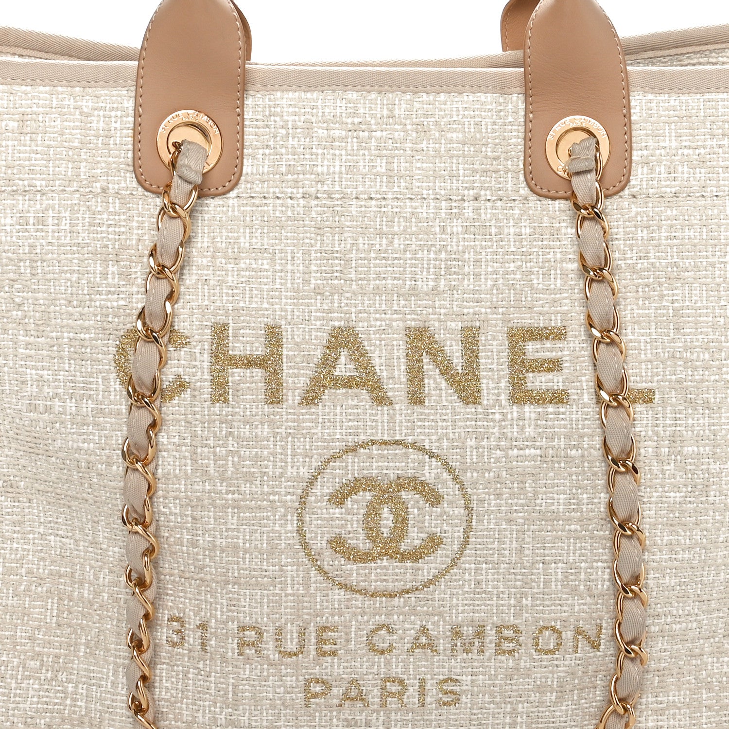 Chanel Canvas Medium Deauville Tote Light Beige 8 of 11