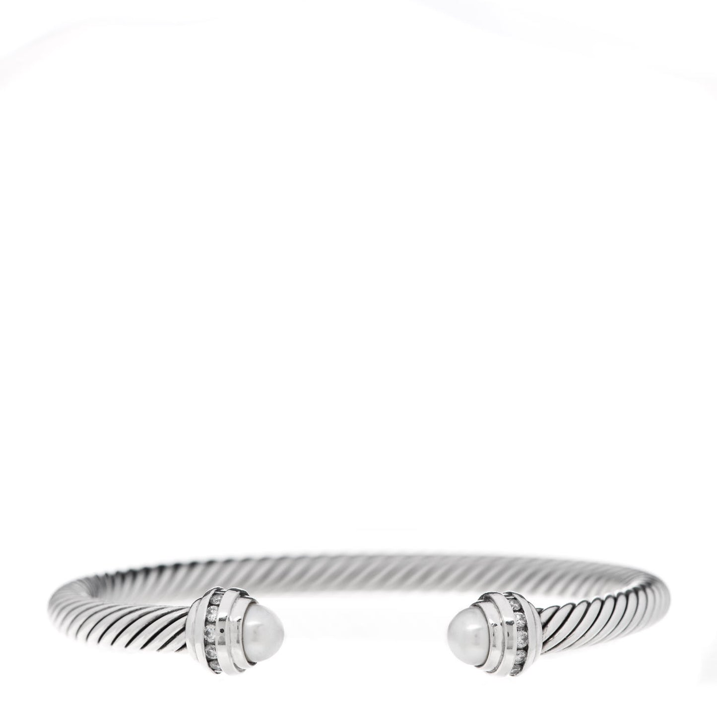 Sterling Silver Diamond Pearl 5mm Cable Classics Princess Bracelet
