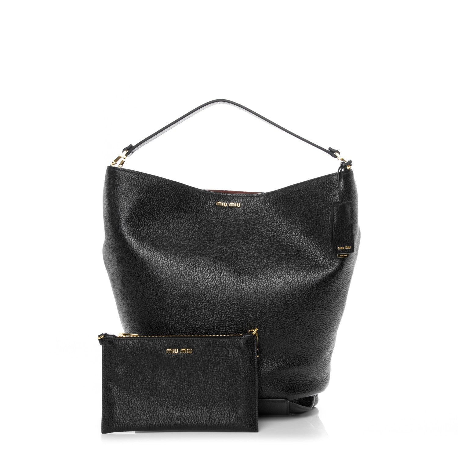 Miu Miu Goatskin Madras Bucket Bag Nero Black Porpora 1 of 8