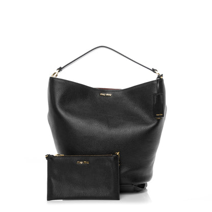 Miu Miu Goatskin Madras Bucket Bag Nero Black Porpora 1 of 8