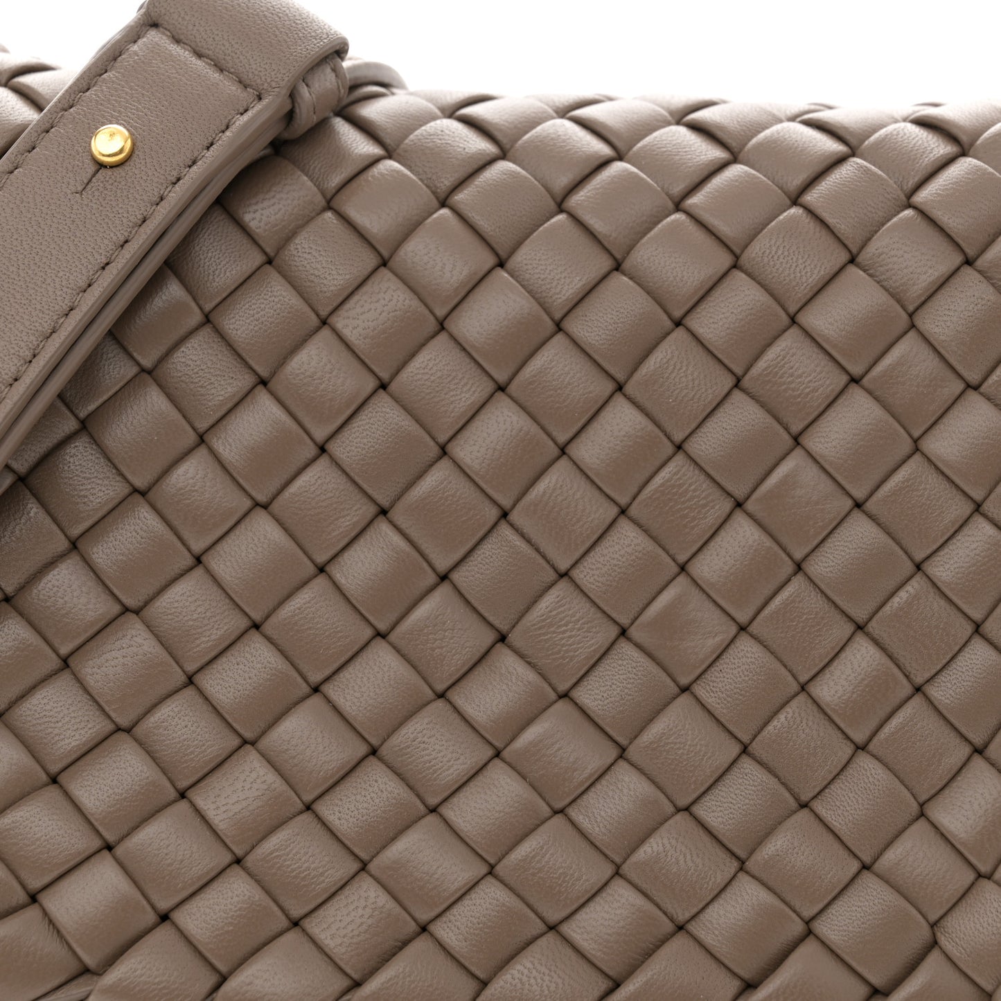 Nappa Intreccio Mini Cobble Shoulder Bag Taupe Grey