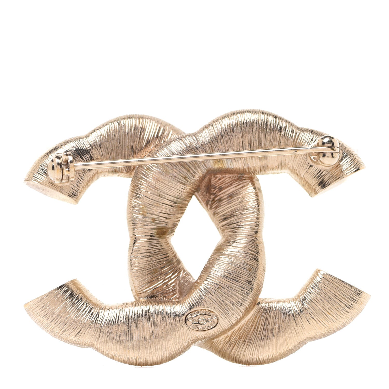 Chanel Crystal Twisted CC Brooch Gold Pale Pink 3 of 4