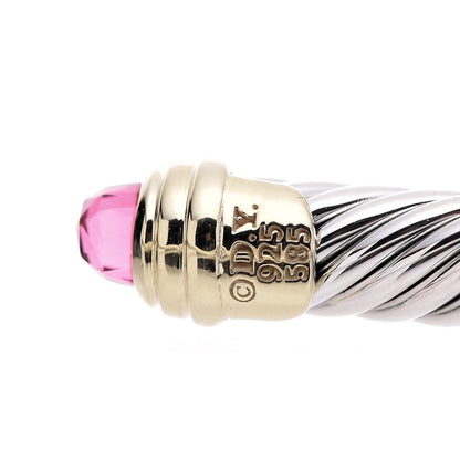 David Yurman Sterling Silver 14K Yellow Gold Pink Tourmaline 5mm Cable Classics Petite Color Bracelet 5 of 6