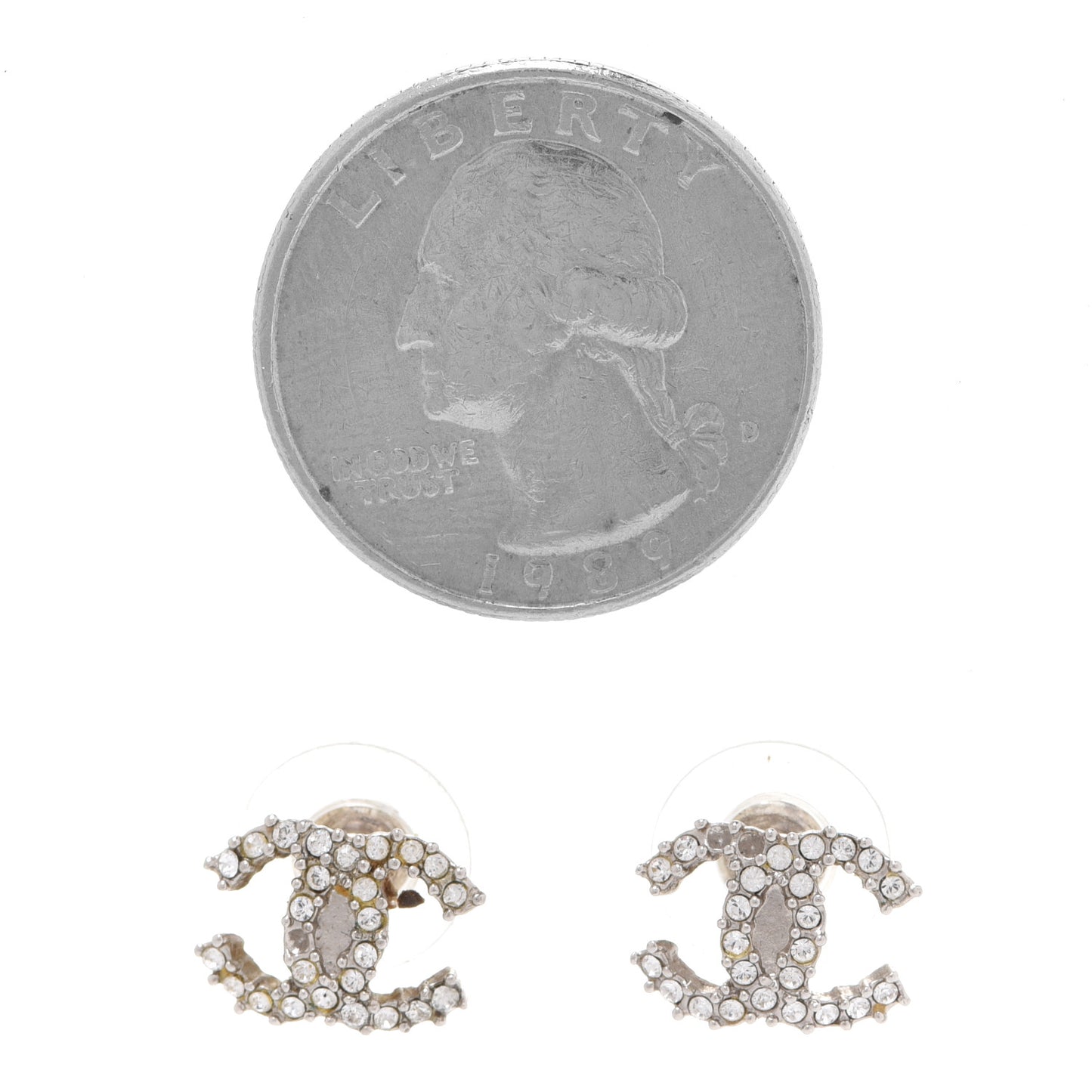 Crystal CC Earrings Silver