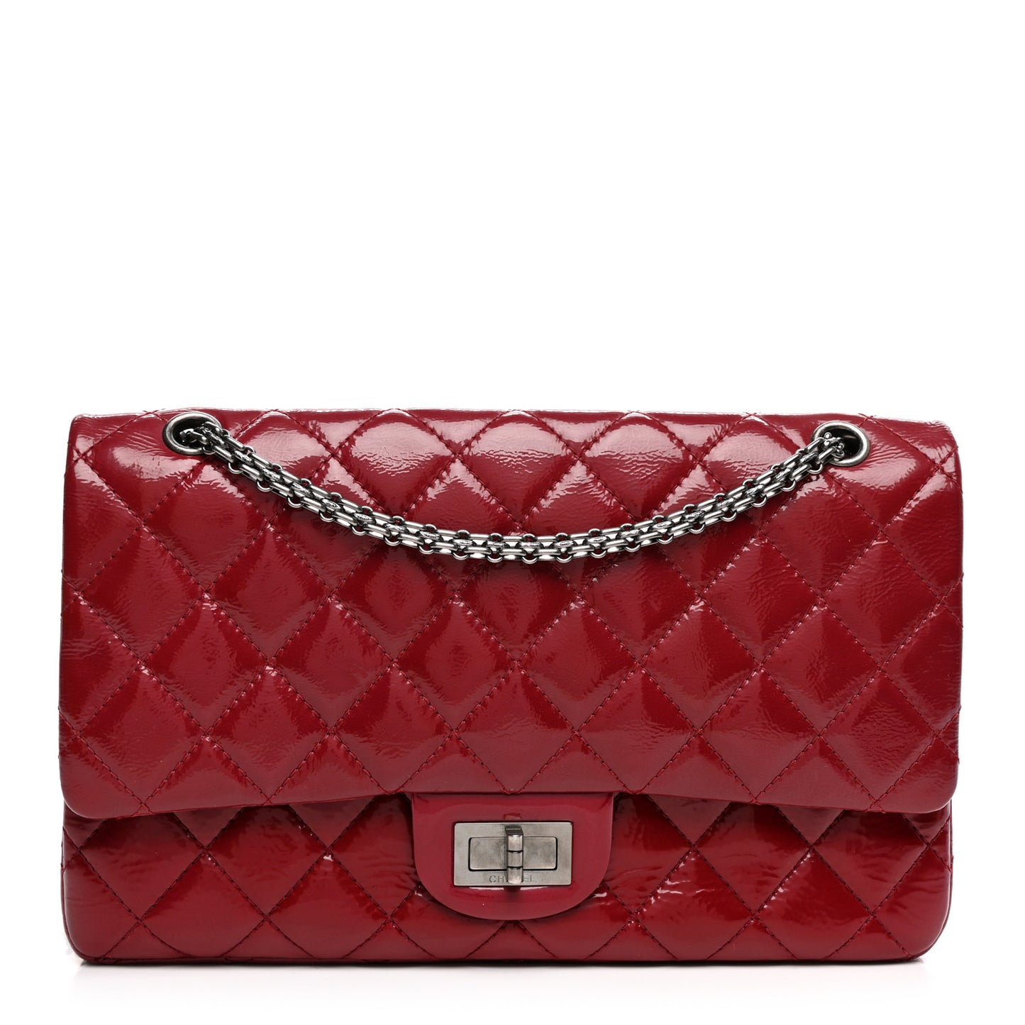 Aged Glazed Calfskin Quilted 2.55 Reissue 227 Flap Red