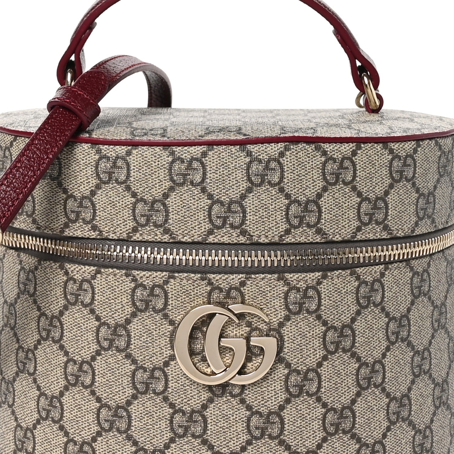 Gucci GG Supreme Monogram Ancora Calfskin Vanity Cosmetic Case Beige Ebony Rosso 8 of 10