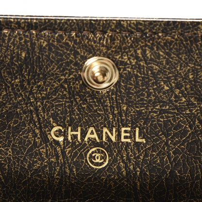 Chanel Cracked Metallic Calfskin Quilted Boy Card Holder Gold 6 of 8