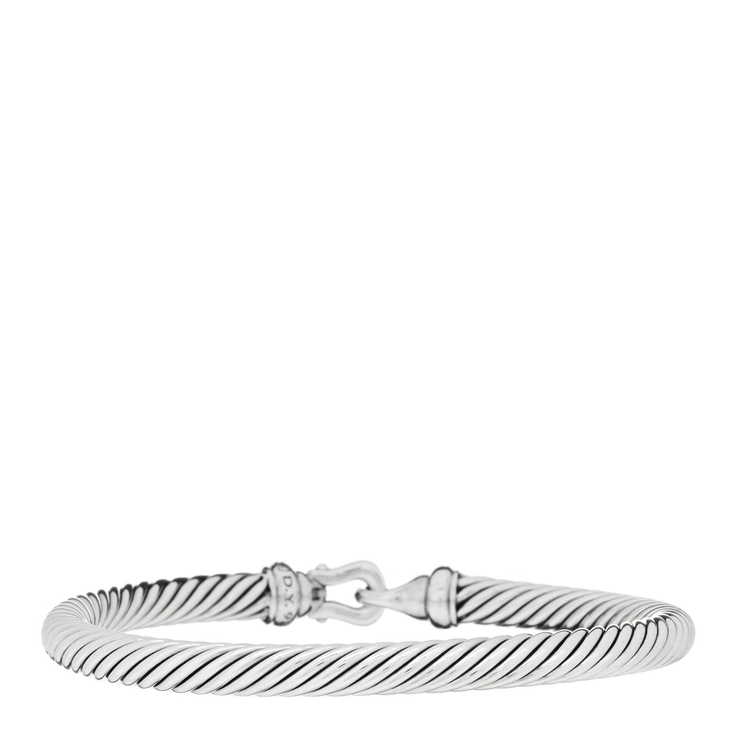David Yurman Sterling Silver Diamond 5mm Cable Buckle Bracelet 3 of 4