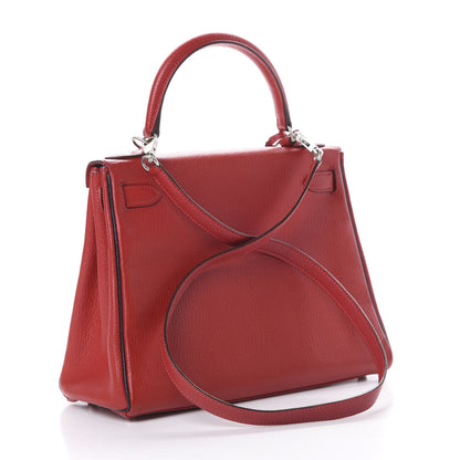 Hermes Chevre Mysore Horseshoe Kelly Retourne 28 Rouge Garance Bleu Obscur 2 of 38
