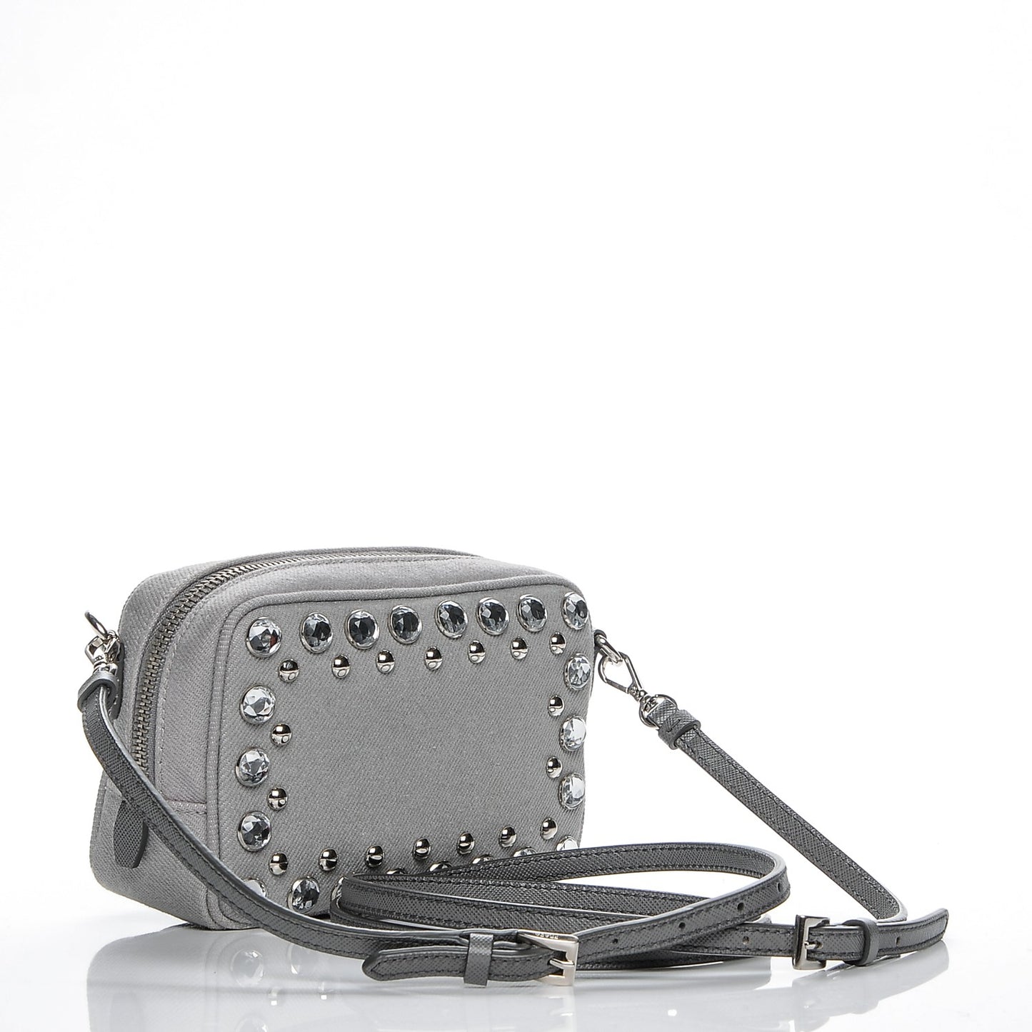 Denim Studded Embellished Mini Camera Crossbody Nube