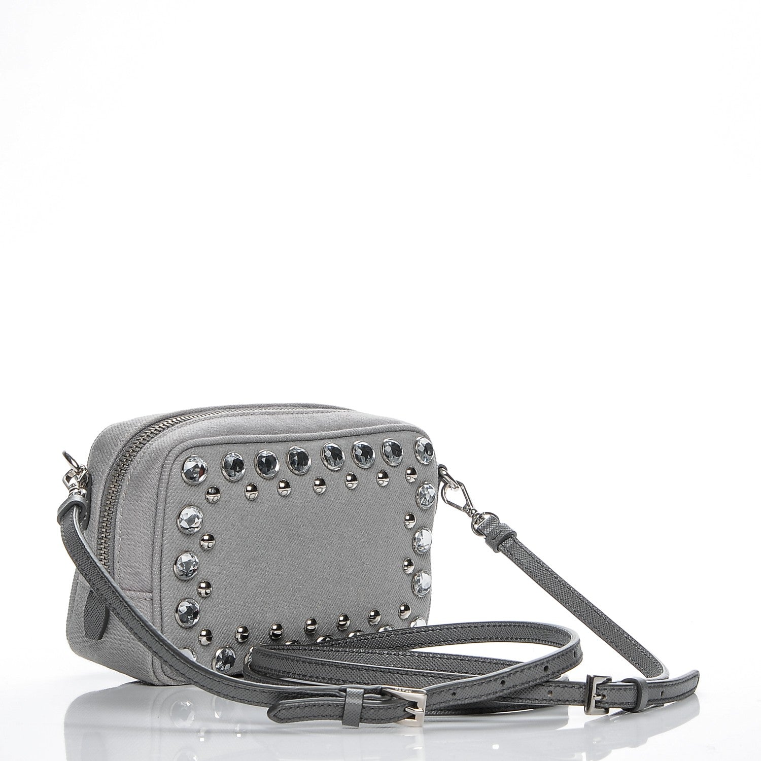 Prada Denim Studded Embellished Mini Camera Crossbody Nube 3 of 7