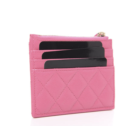 Chanel Caviar Quilted CC Zip Card Holder Pink 2 of 6