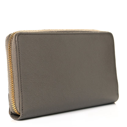 Balenciaga Chevre Gold Metallic Edge Hardware Zip Around Wallet Gris Taupe 2 of 8