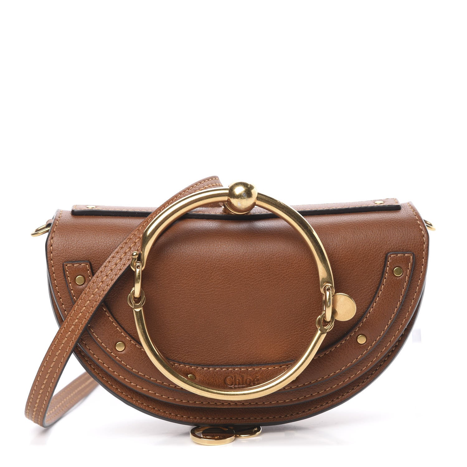 Chloe Calfskin Small Nile Bracelet Minaudiere Bag Caramel 1 of 12