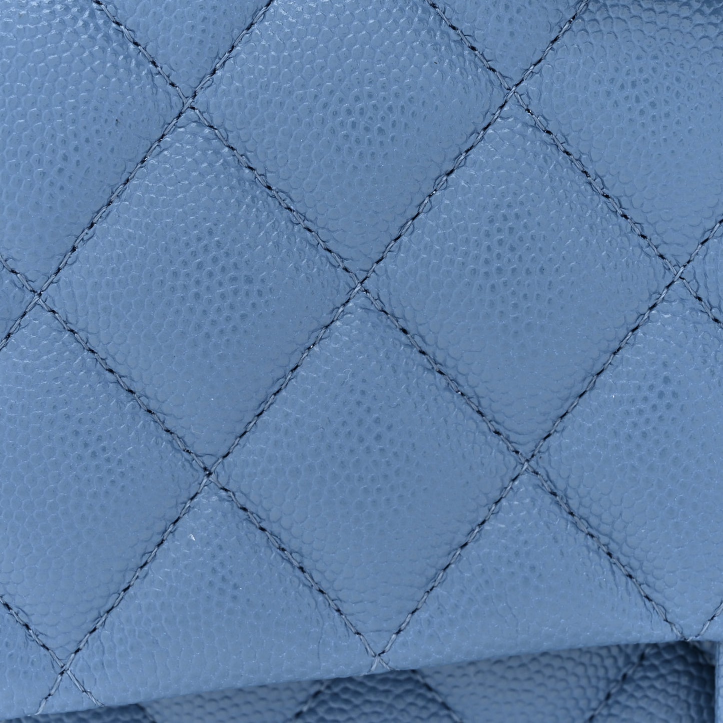 Caviar Quilted Medium Double Flap Blue