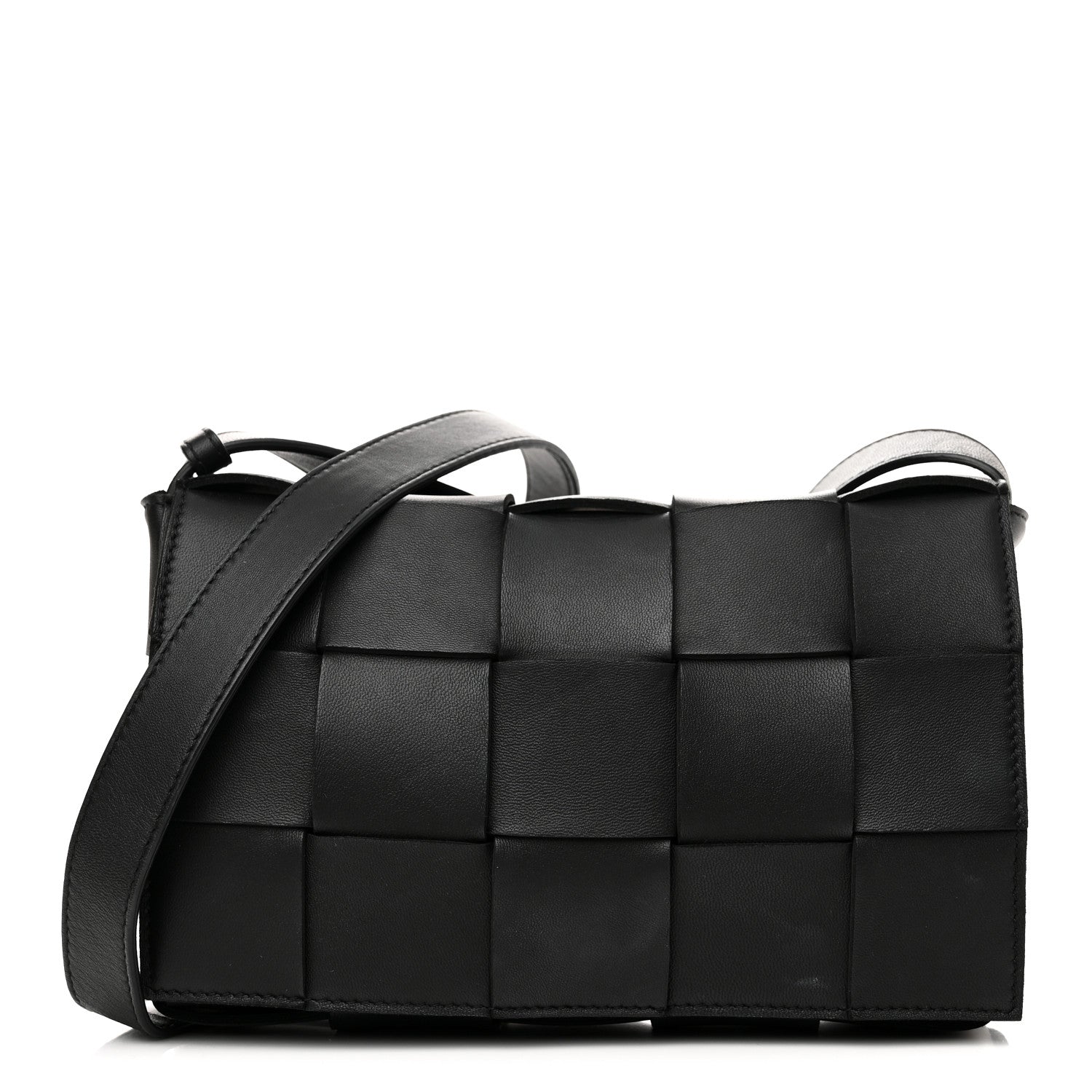 Bottega Veneta Lambskin Maxi Intrecciato Cassette Crossbody Bag Black 1 of 11
