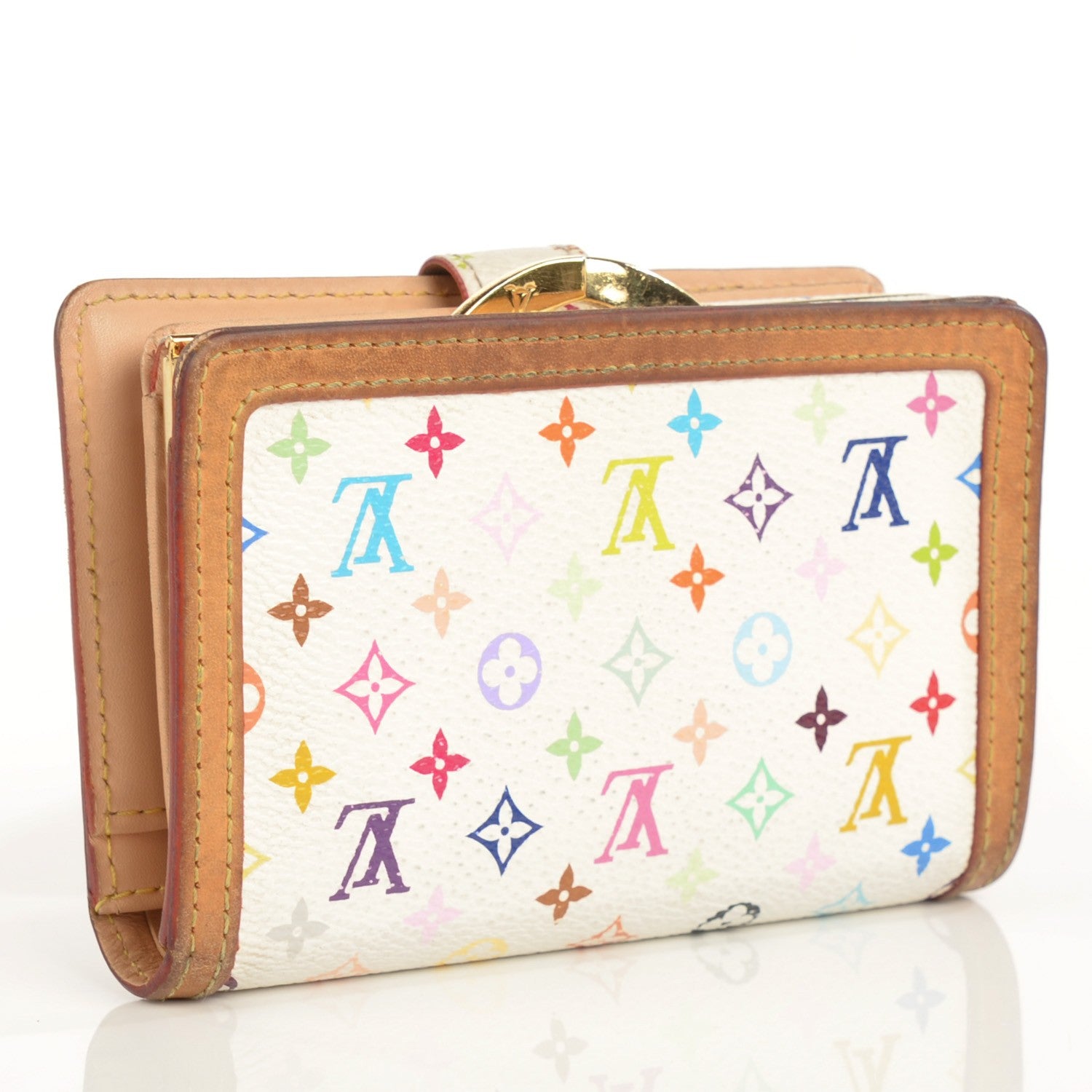 Louis Vuitton Monogram Multicolor French Purse Wallet White 3 of 7