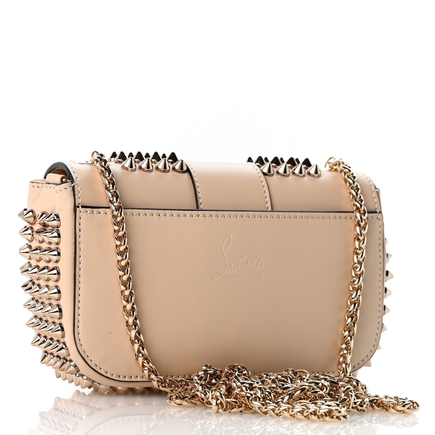 Christian Louboutin Calfskin Spiked Sweety Charity Crossbody Bag Colombe 2 of 10