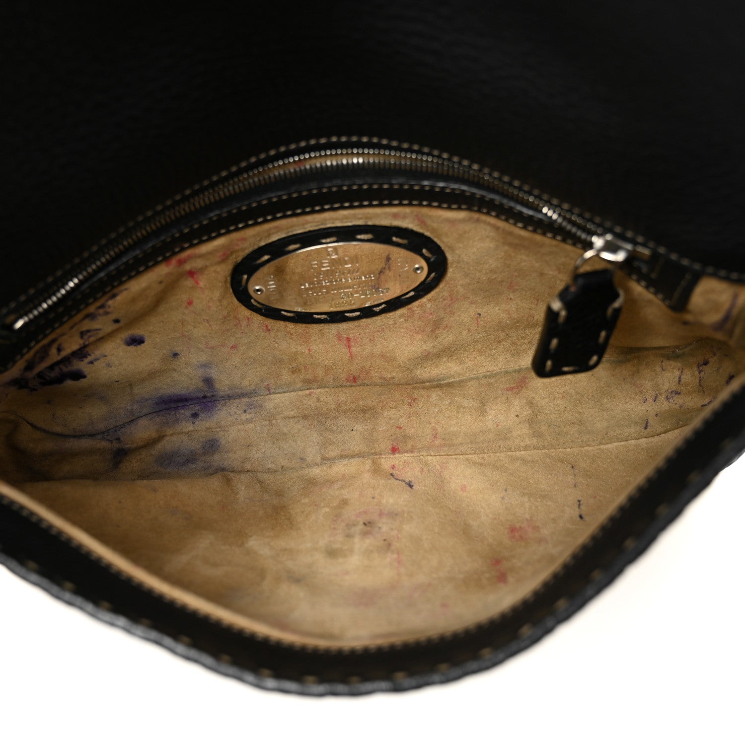 Fendi Calfskin Romano Selleria Baguette Black 6 of 12