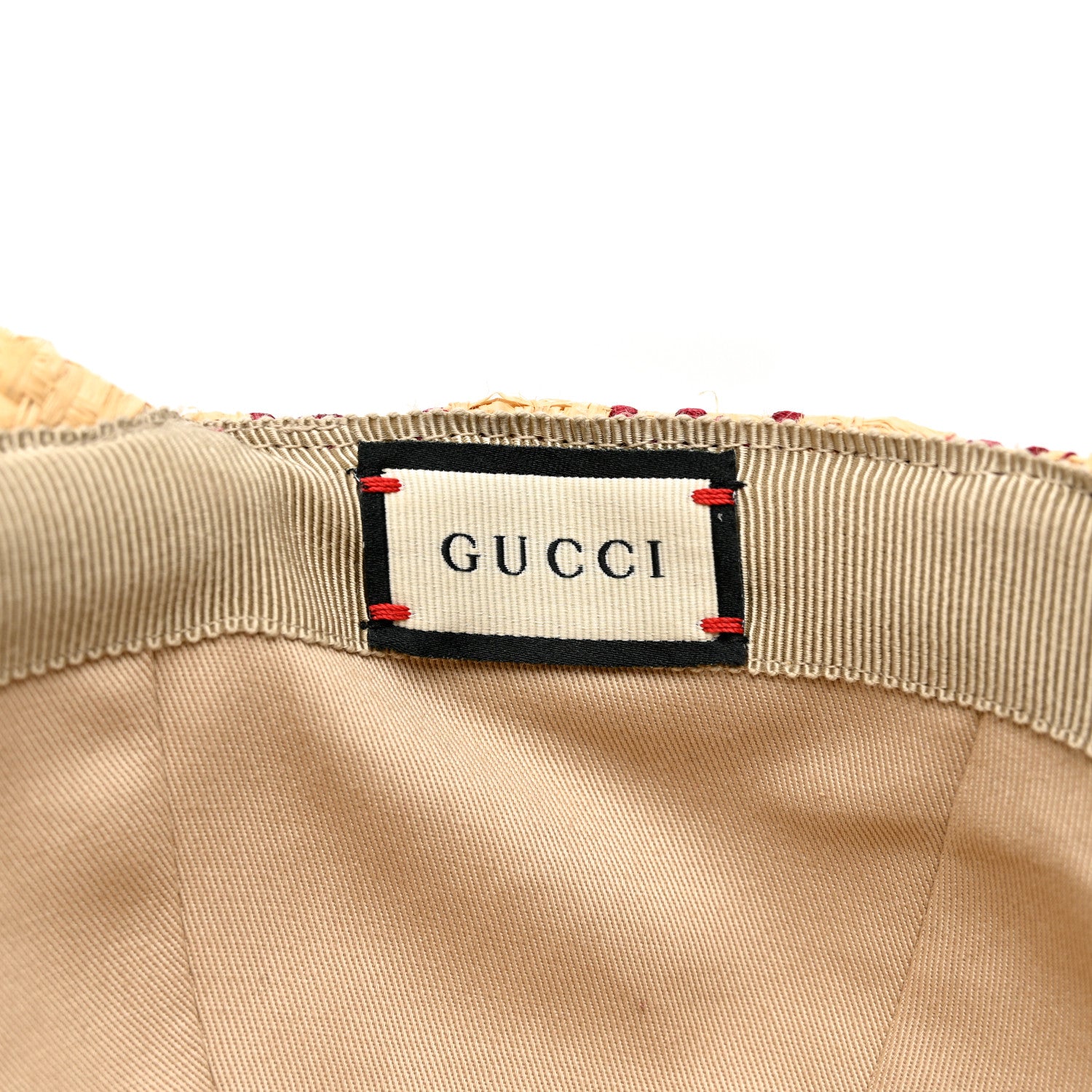 Gucci Raffia GG Monogram Elaphe Embroidered Aisha Baseball Hat M Ivory Bordeaux 8 of 11