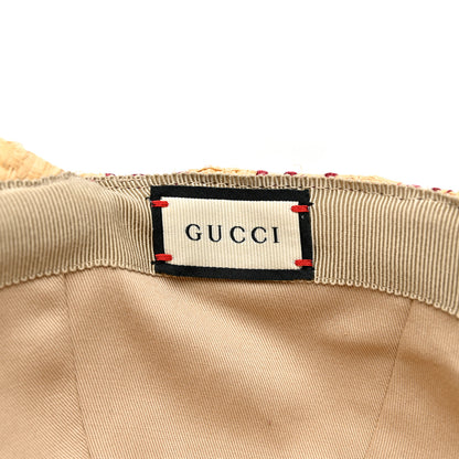 Gucci Raffia GG Monogram Elaphe Embroidered Aisha Baseball Hat M Ivory Bordeaux 8 of 11