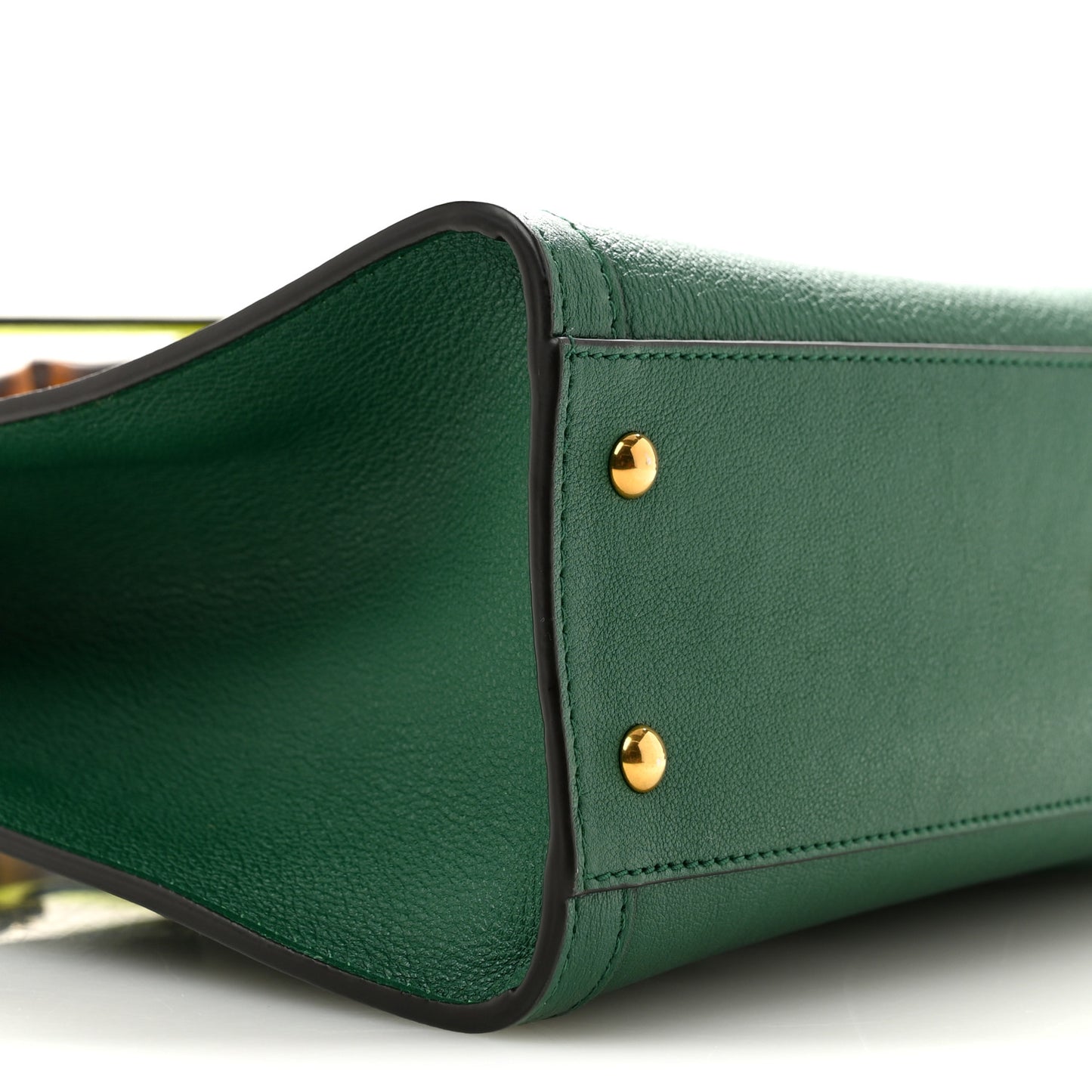 Wonka Grain Calfskin Small Diana Tote Bag Green Yellow Fluo
