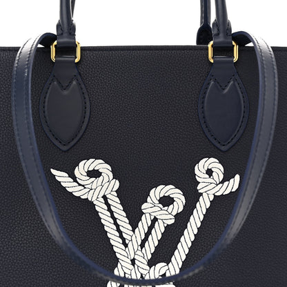 Louis Vuitton Grained Calfskin Nautical Onthego MM Navy Blue 7 of 12