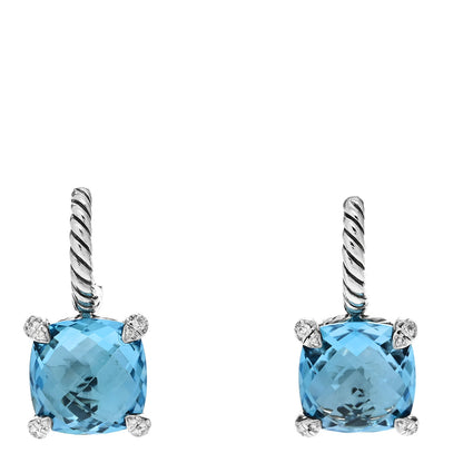 David Yurman Sterling Silver Blue Topaz Diamond Chatelaine Drop Earrings 1 of 4
