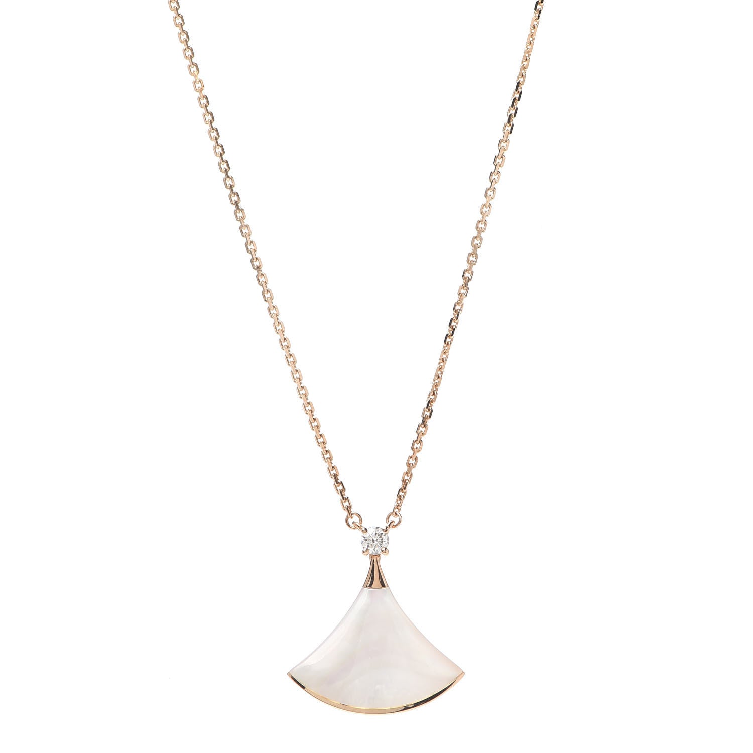 Bulgari 18K Rose Gold Diamond Mother of Pearl Divas' Dream Pendant Necklace 1 of 7