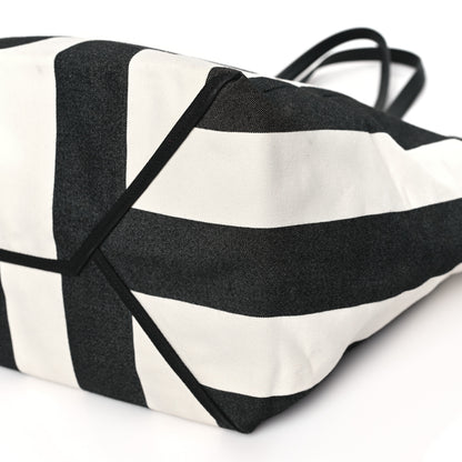 Celine Canvas Striped Large Phantom Cabas Black White 8 of 8