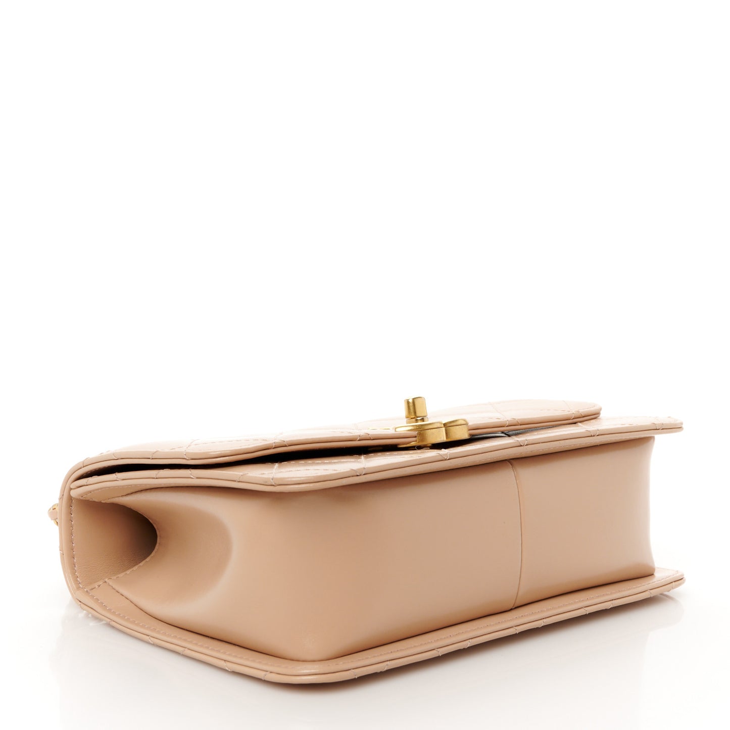 Calfskin Quilted Perfect Fit Flap Beige