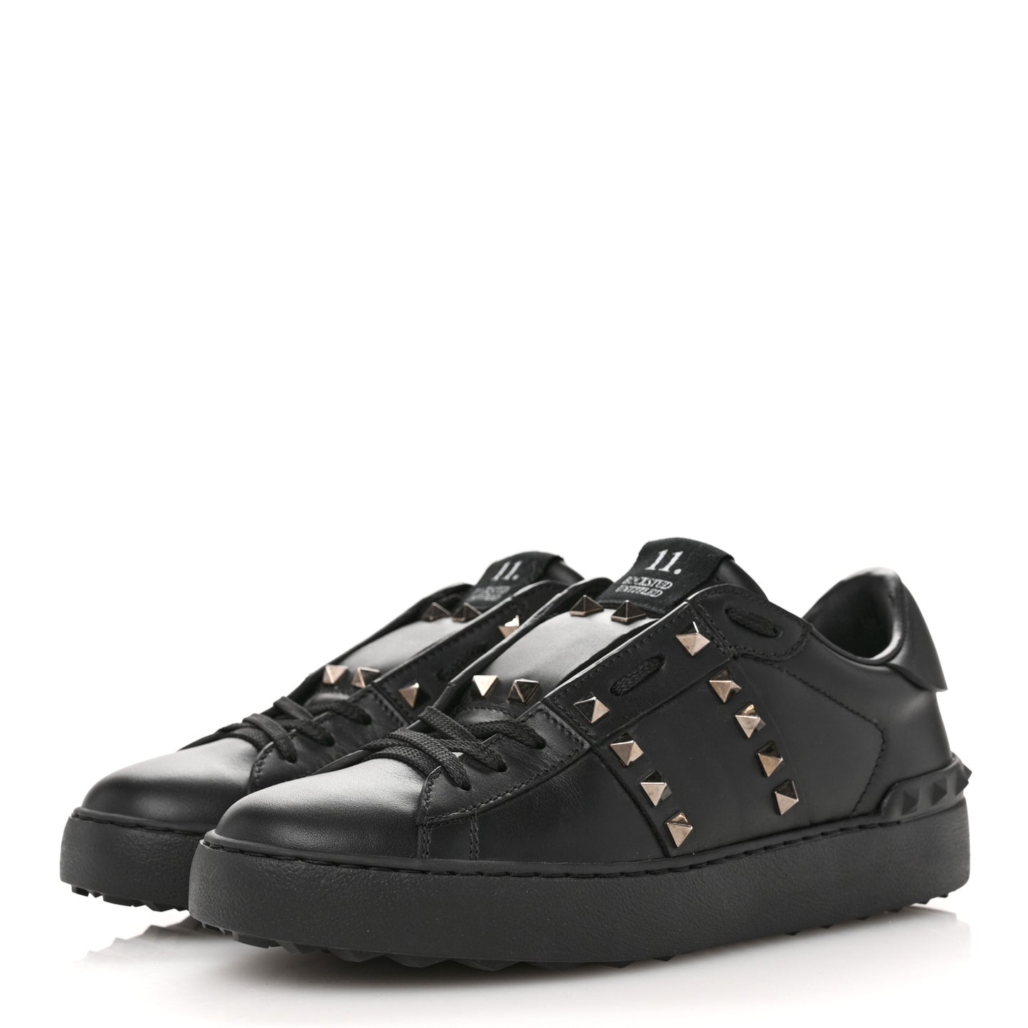 Calfskin Rockstud Untitled Open Sneakers 38.5 Black