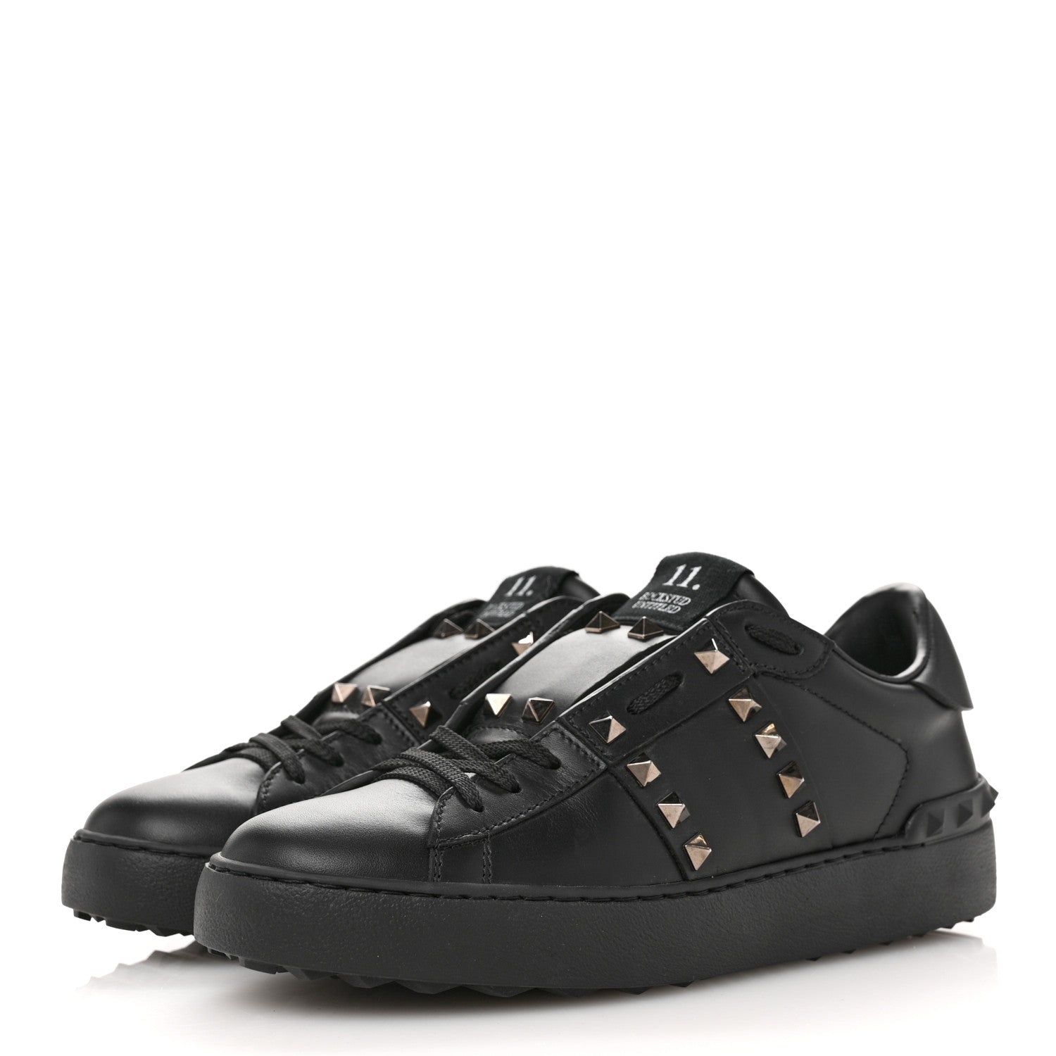 Valentino Garavani Calfskin Rockstud Untitled Open Sneakers 38.5 Black 4 of 10