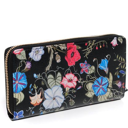 Gucci Shangai Calfskin Flora Knight Zip Around Wallet Black 3 of 8