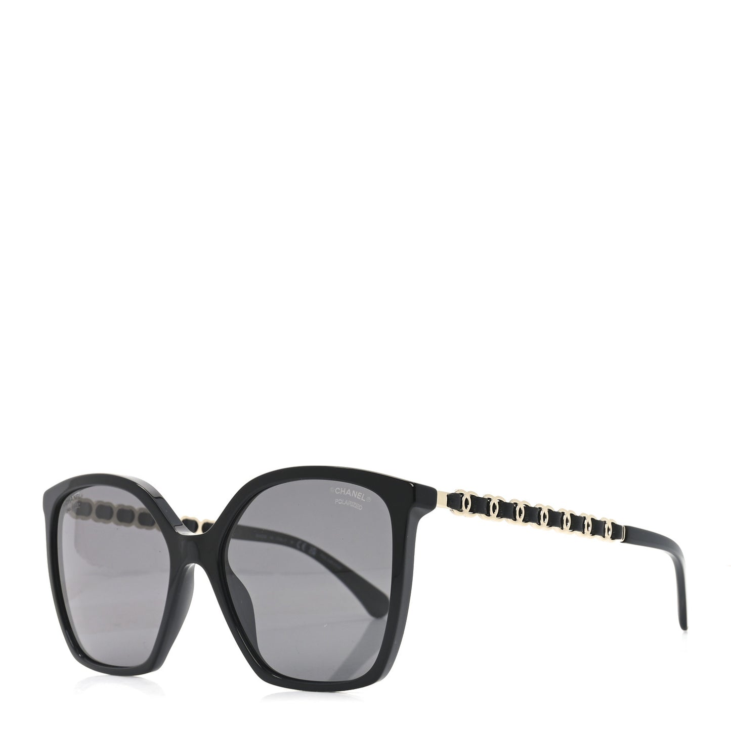 Acetate Calfskin Square Sunglasses 5546-Q Black