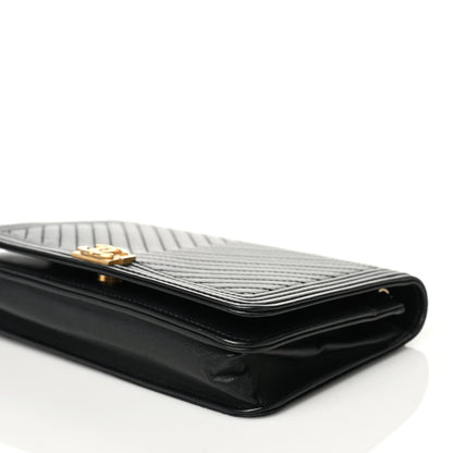 Chanel Calfskin Chevron Boy Wallet On Chain WOC Black 6 of 11