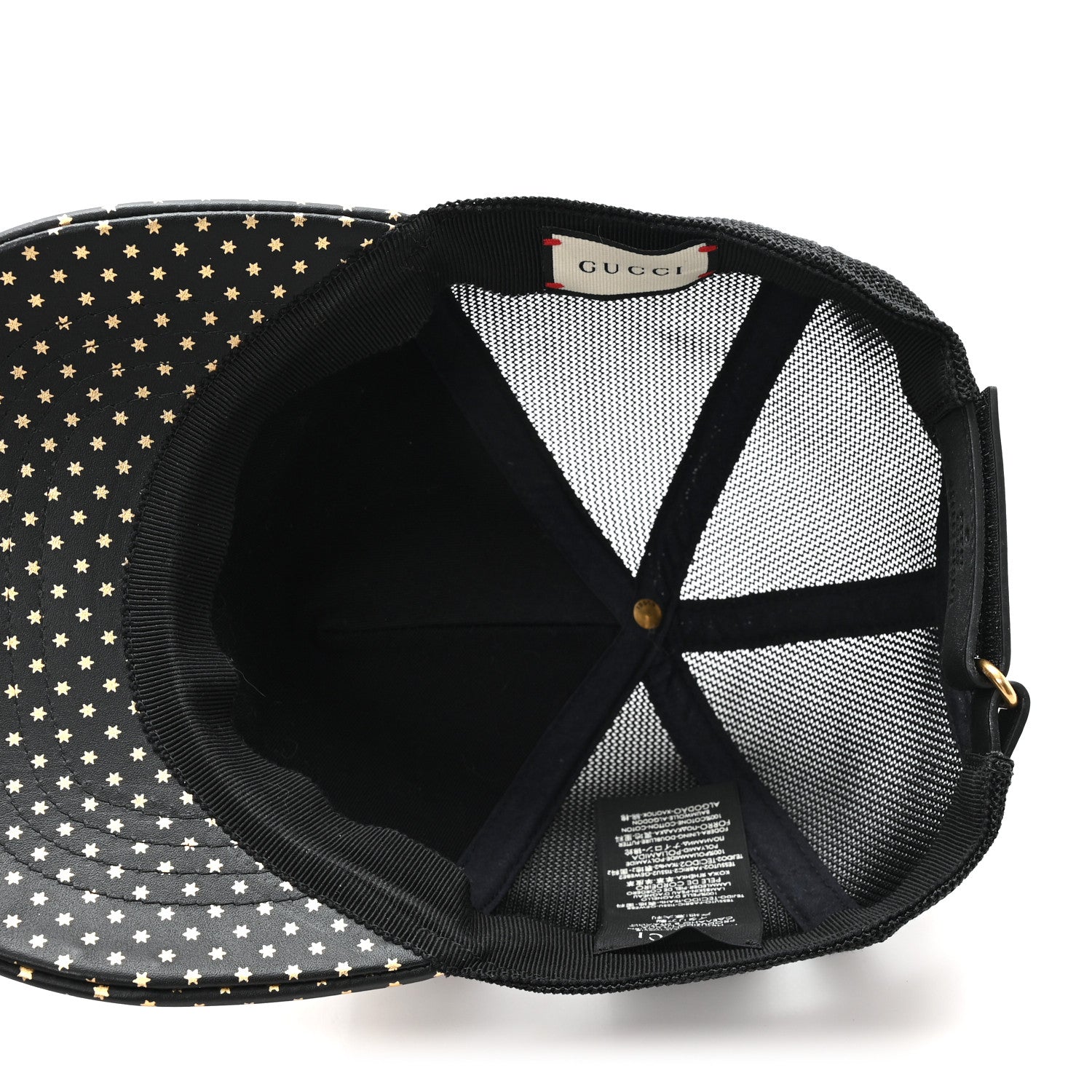 Gucci X SEGA Calfskin GUCCY Stars Baseball Hat XL Black Gold