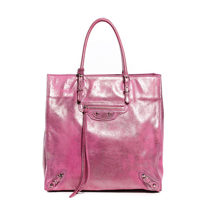 Balenciaga Metallic Calfskin Milkyway Papier A4 Tote Fuchsia 1 of 9