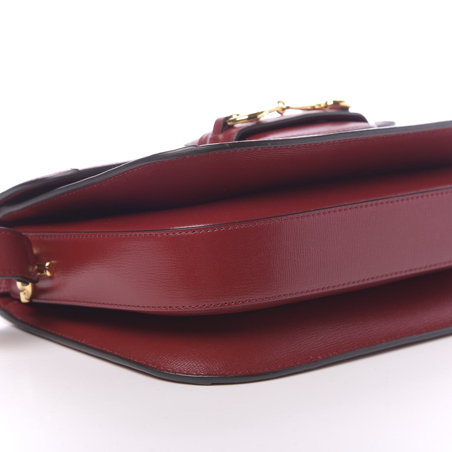 GG Supreme Monogram Azalea Calfskin Horsebit 1955 Shoulder Bag Beige Ebony New Cherry Red