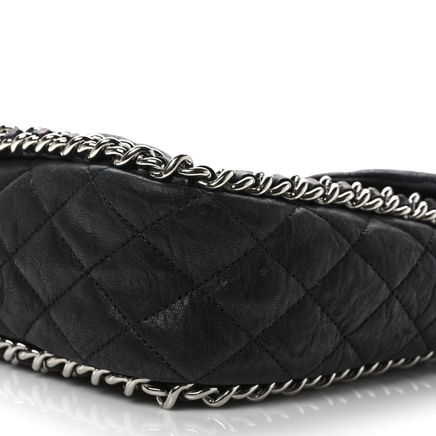 Chanel Washed Lambskin Quilted Maxi Chain Around Flap Black 8 of 9